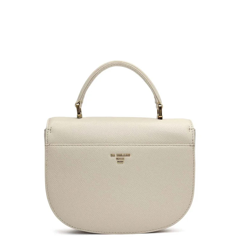 Da Milano Marshmallow Small Franzy Leather Satchel - Marshmallow for Women | Best Price UAE